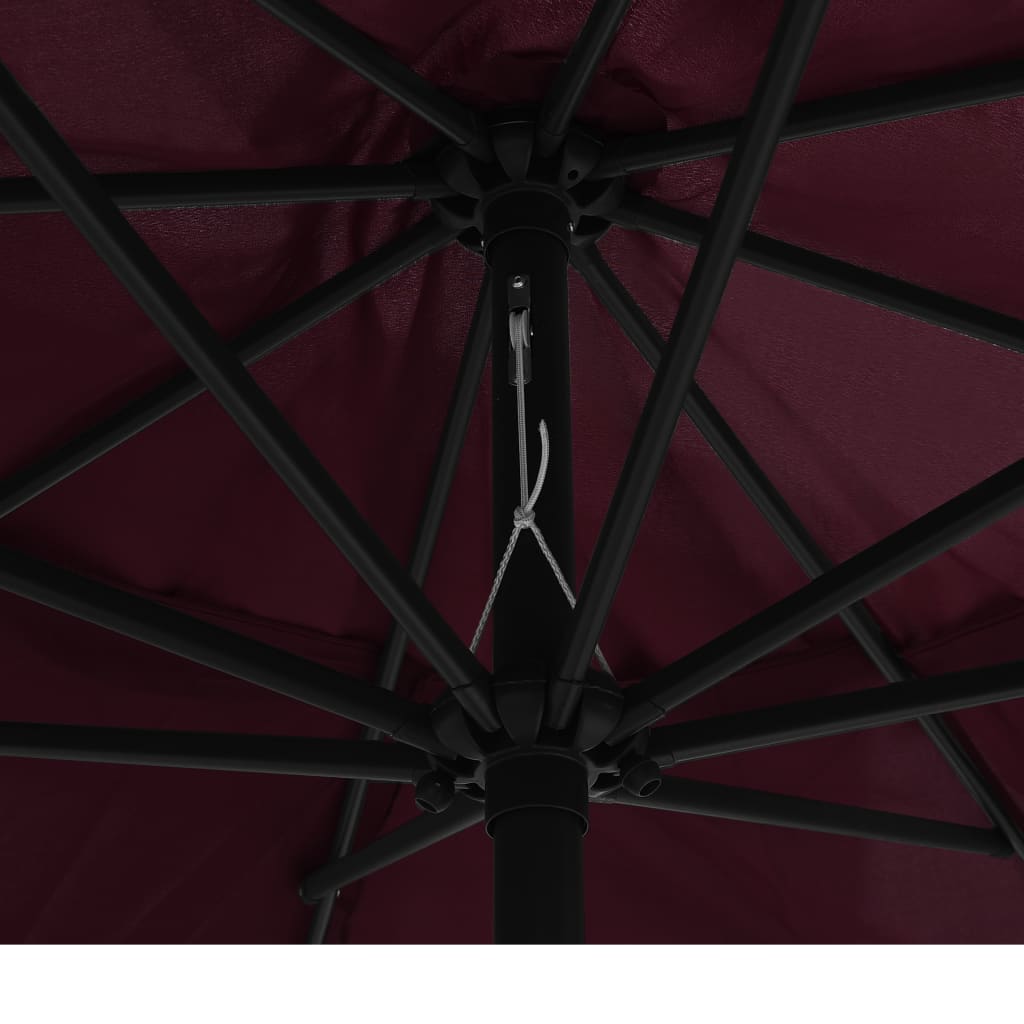 vidaXL Parasol ogrodowy na metalowym słupku, 390 cm, bordowy