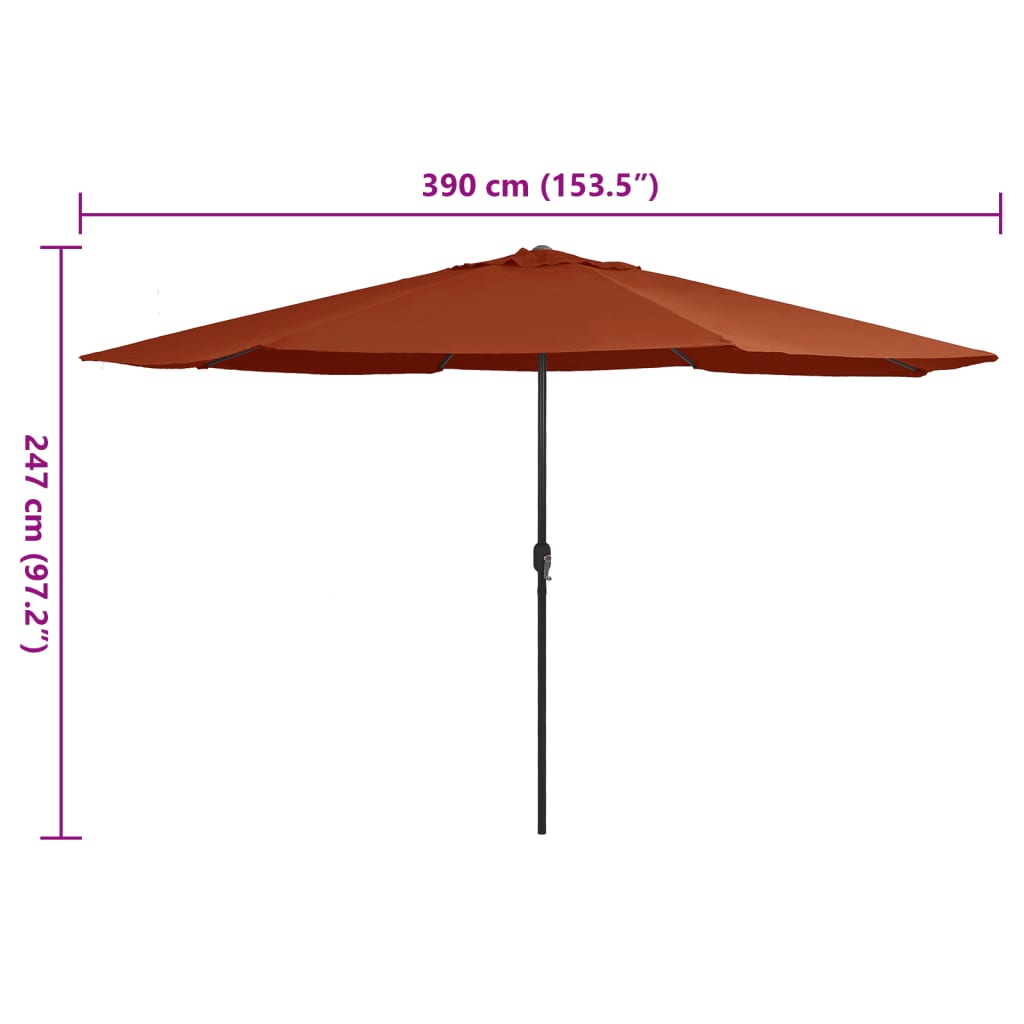vidaXL Parasol ogrodowy na metalowym słupku, 390 cm, terakota