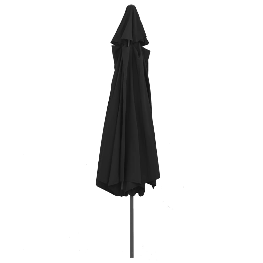 vidaXL Parasol ogrodowy na metalowym słupku, 390 cm, czarny