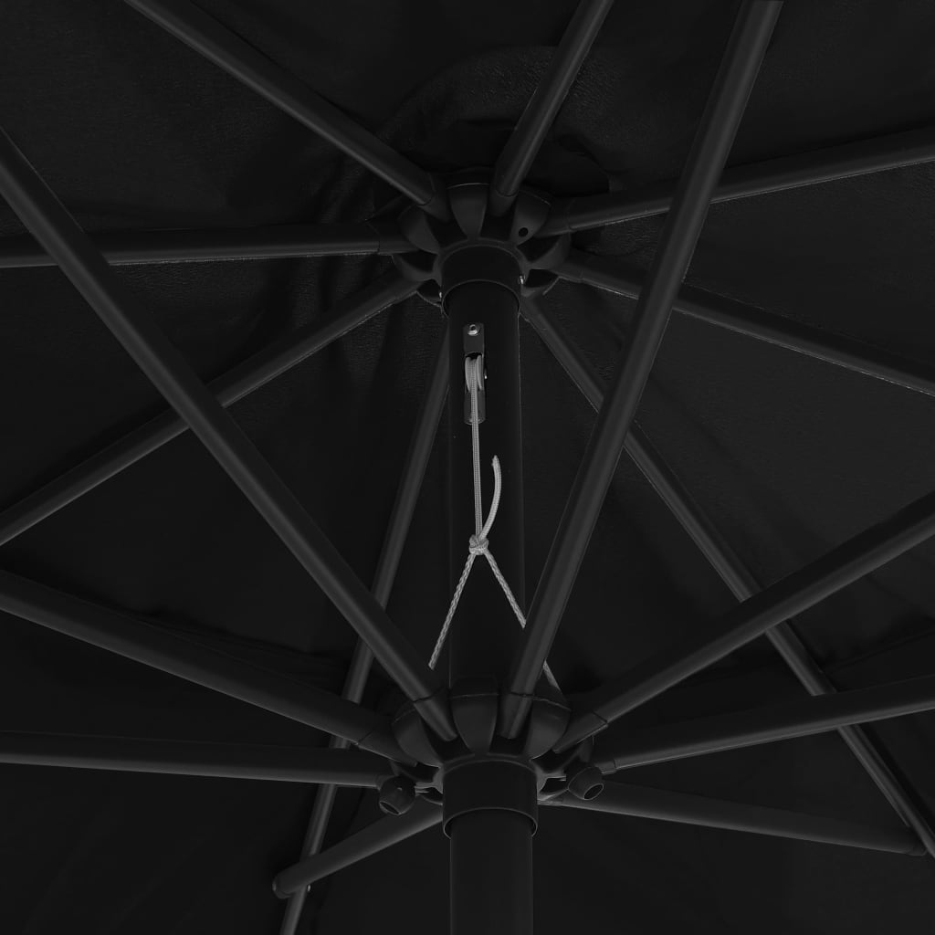 vidaXL Parasol ogrodowy na metalowym słupku, 390 cm, czarny