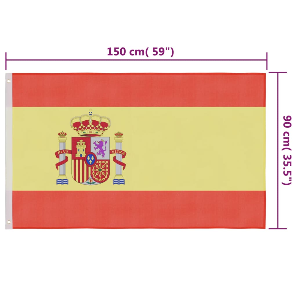 vidaXL Flaga Hiszpanii, 90x150 cm