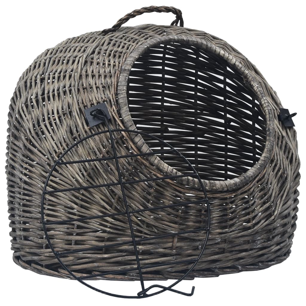 vidaXL Transporter dla kota, szary, 60x45x45 cm, naturalna wiklina