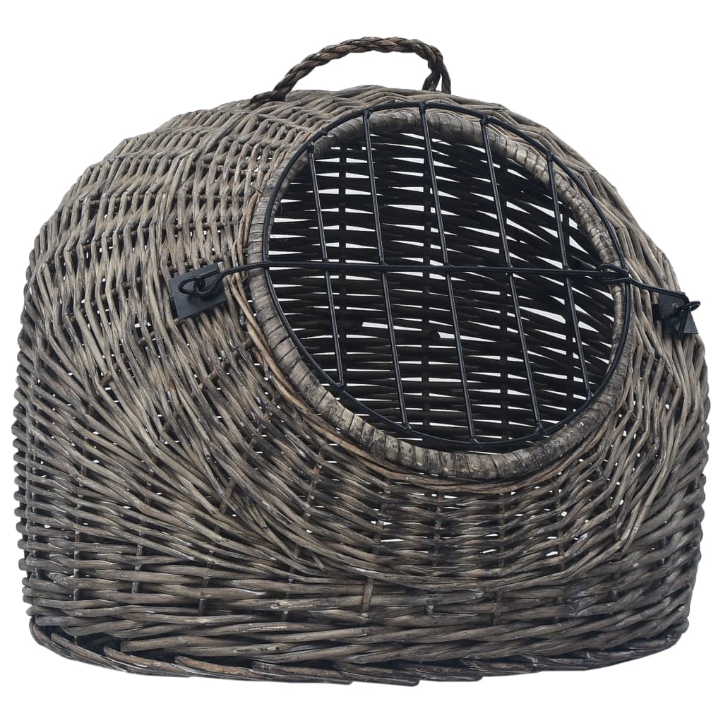 vidaXL Transporter dla kota, szary, 60x45x45 cm, naturalna wiklina