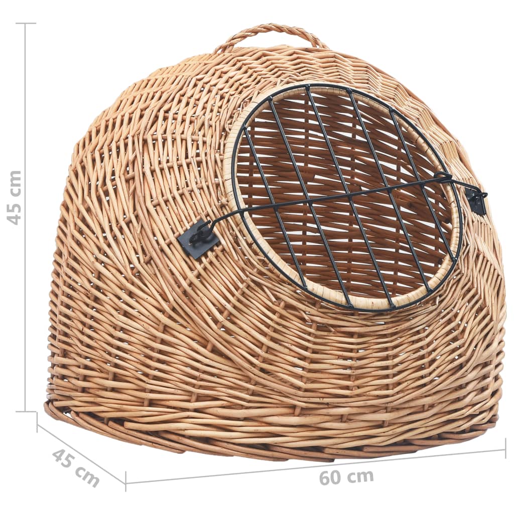 vidaXL Transporter dla kota, 60x45x45 cm, naturalna wiklina