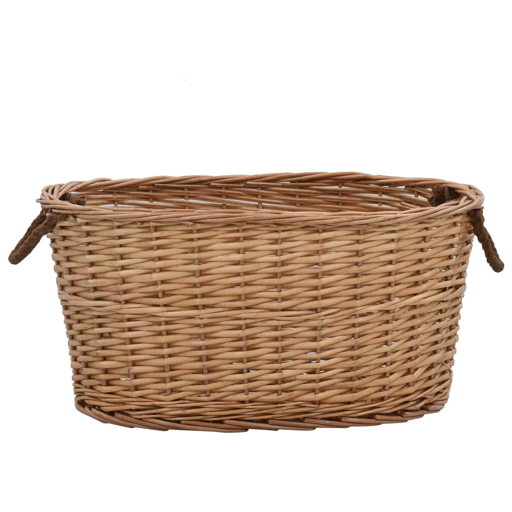 vidaXL Kosz na drewno, z uchwytami, 56x40x28 cm, naturalna wiklina