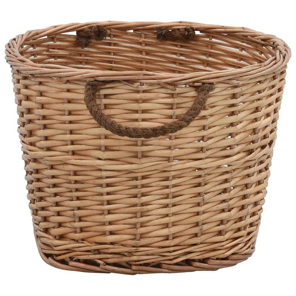 vidaXL Kosz na drewno, z uchwytami, 56x40x28 cm, naturalna wiklina