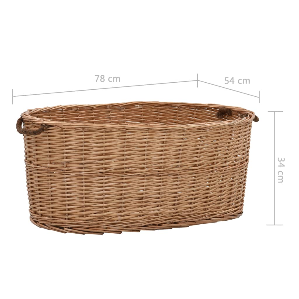 vidaXL Kosz na drewno, z uchwytami, 78x54x34 cm, naturalna wiklina