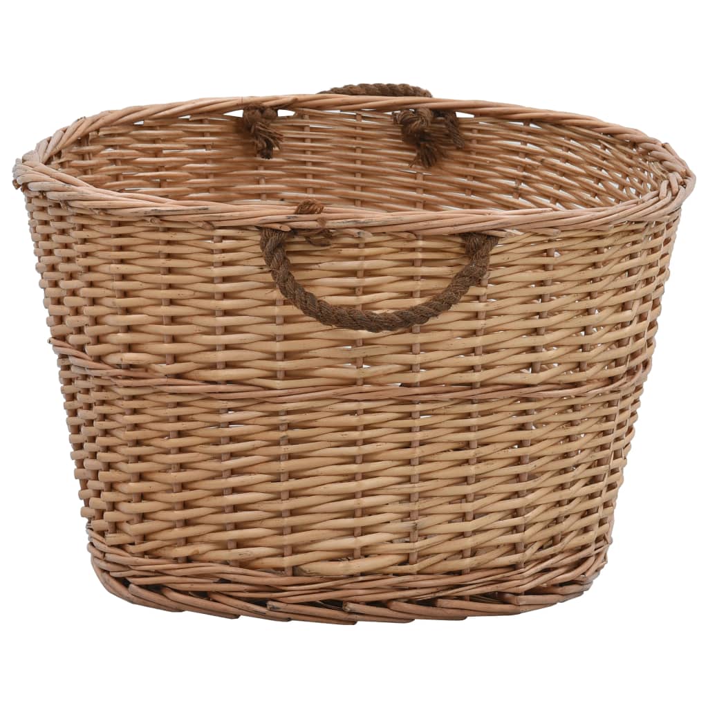 vidaXL Kosz na drewno, z uchwytami, 88x57x34 cm, naturalna wiklina
