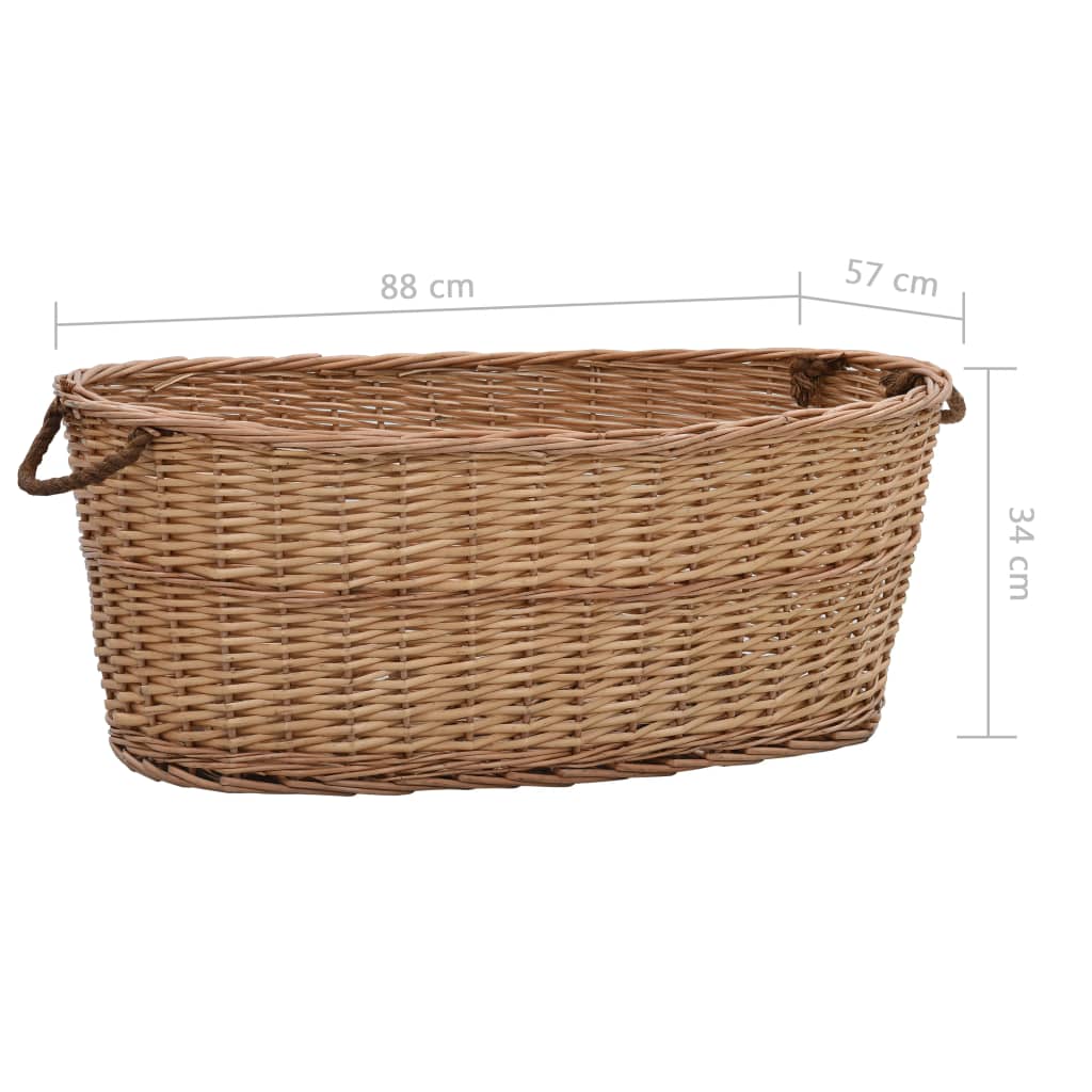 vidaXL Kosz na drewno, z uchwytami, 88x57x34 cm, naturalna wiklina