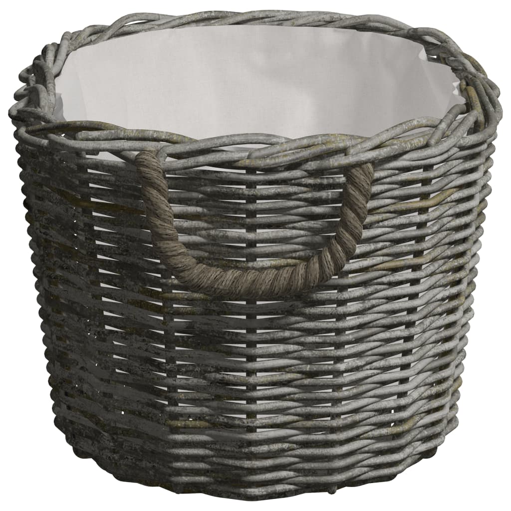 vidaXL Kosz na drewno, z uchwytami, 59x42x28 cm, szara wiklina