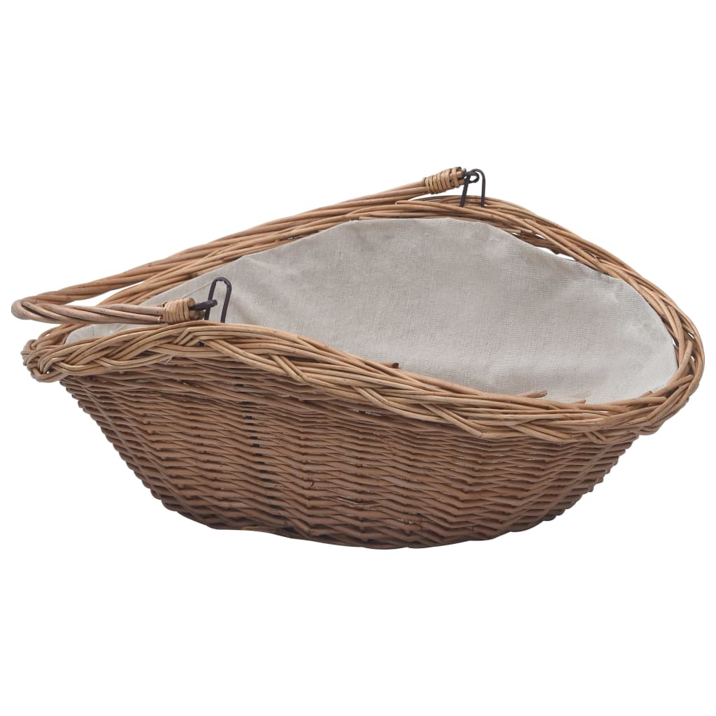 vidaXL Koszyk na drewno z uchwytem, 57x46,5x52 cm, brązowy, wiklina