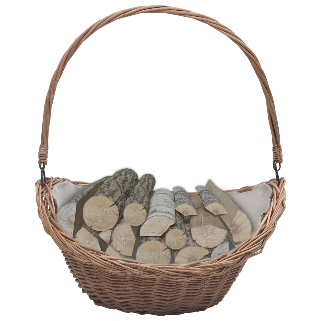 vidaXL Koszyk na drewno z uchwytem, 57x46,5x52 cm, brązowy, wiklina
