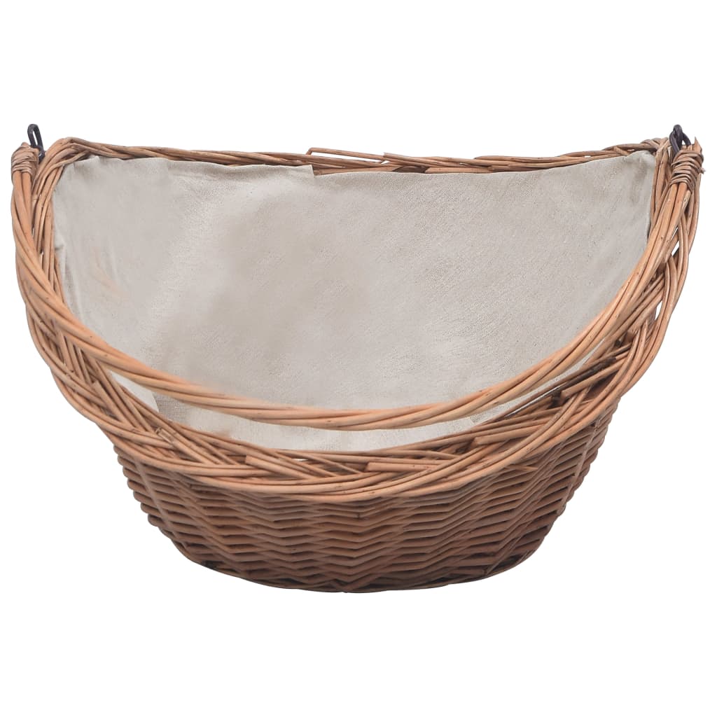vidaXL Koszyk na drewno z uchwytem, 60x44x55 cm, naturalna wiklina