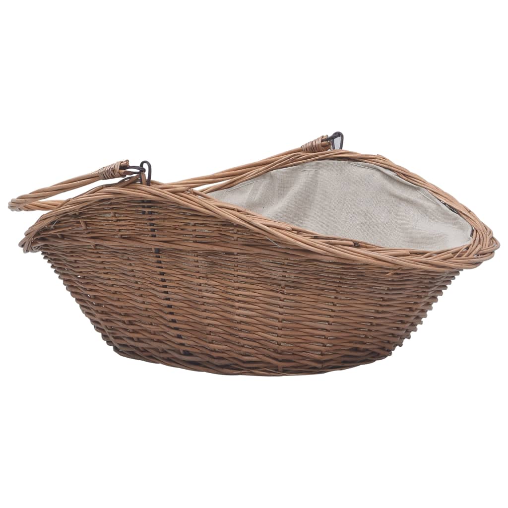 vidaXL Koszyk na drewno z uchwytem, 60x44x55 cm, naturalna wiklina