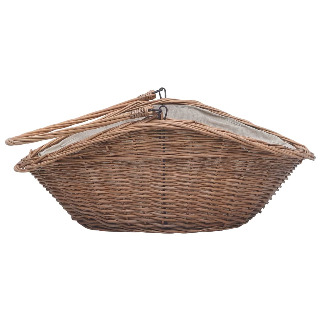 vidaXL Koszyk na drewno z uchwytem, 60x44x55 cm, naturalna wiklina