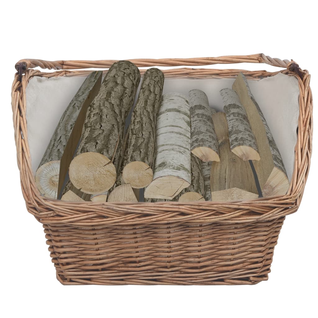 vidaXL Koszyk na drewno z uchwytem, 61,5x46,5x58 cm, brązowy, wiklina