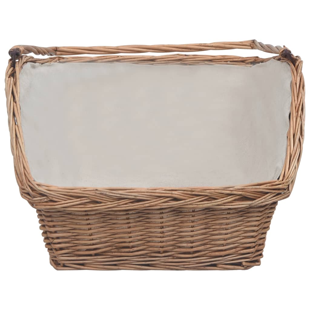 vidaXL Koszyk na drewno z uchwytem, 61,5x46,5x58 cm, brązowy, wiklina
