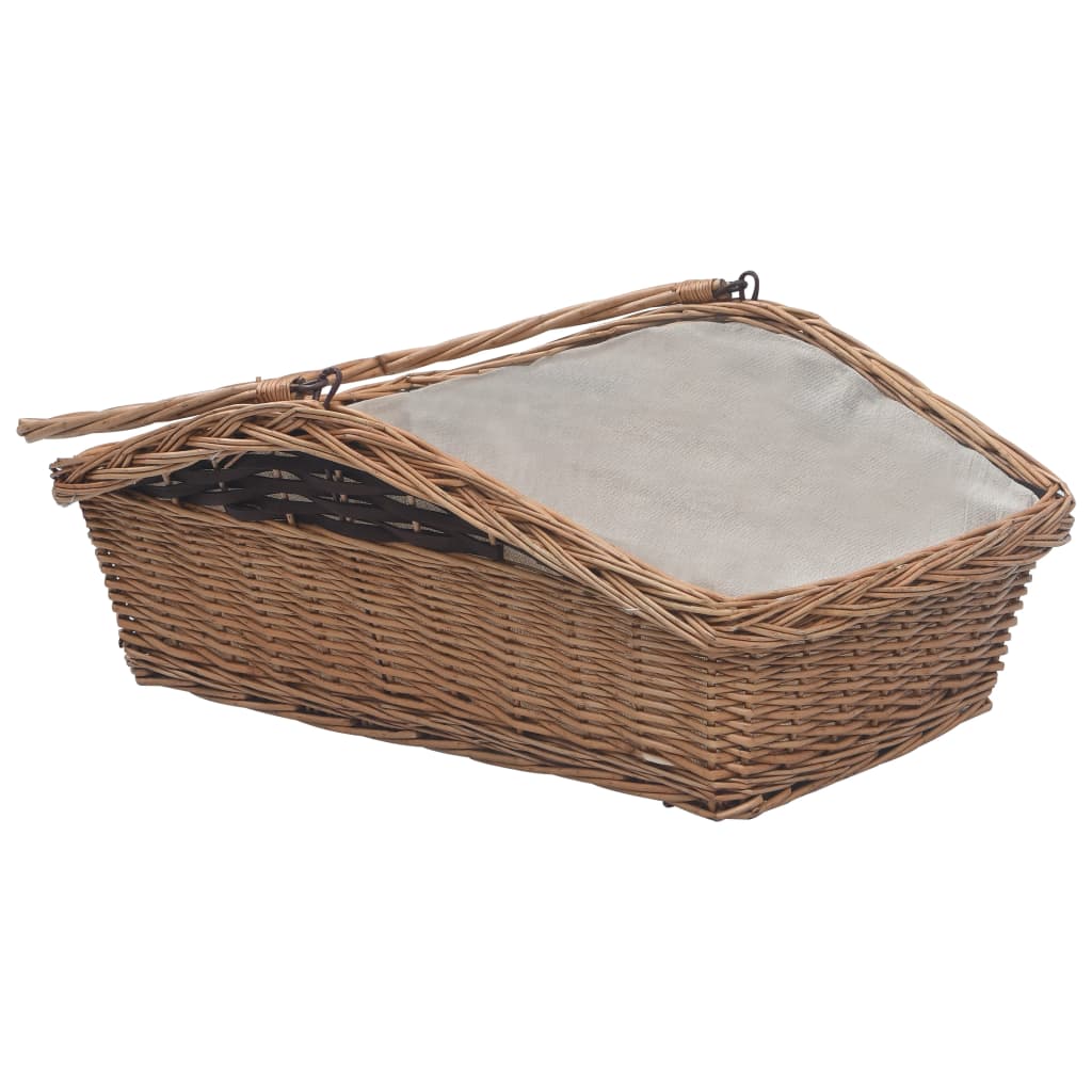 vidaXL Koszyk na drewno z uchwytem, 61,5x46,5x58 cm, brązowy, wiklina