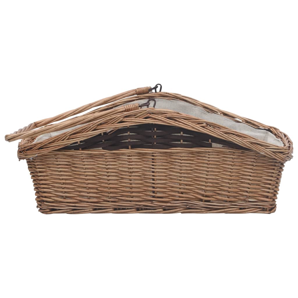 vidaXL Koszyk na drewno z uchwytem, 61,5x46,5x58 cm, brązowy, wiklina