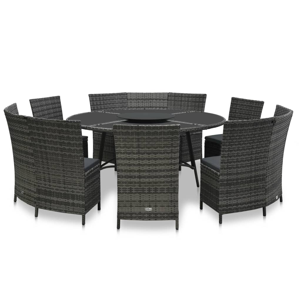 vidaXL 7-cz. zestaw mebli ogrodowych z poduszkami, rattan PE, szary