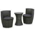vidaXL 3-cz. zestaw mebli bistro z poduszkami, rattan PE, szary