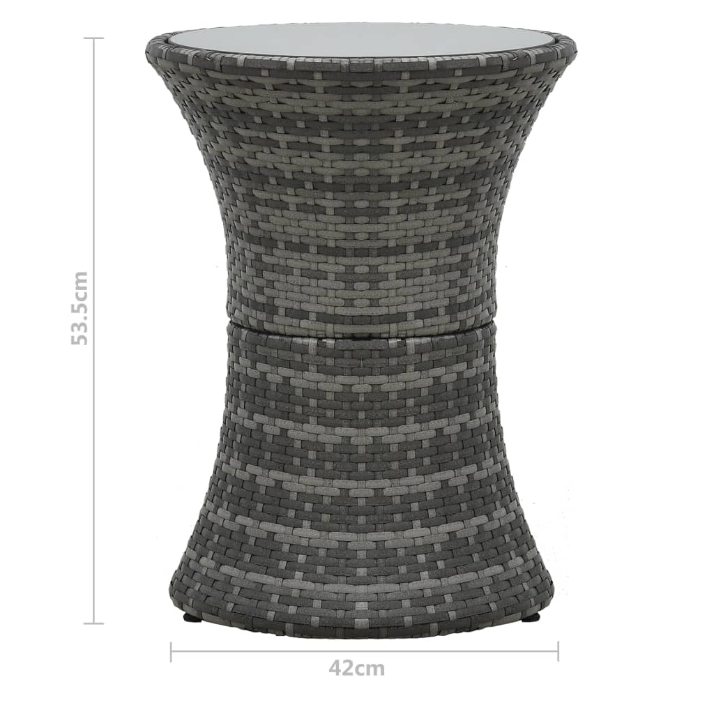vidaXL 3-cz. zestaw mebli bistro z poduszkami, rattan PE, szary