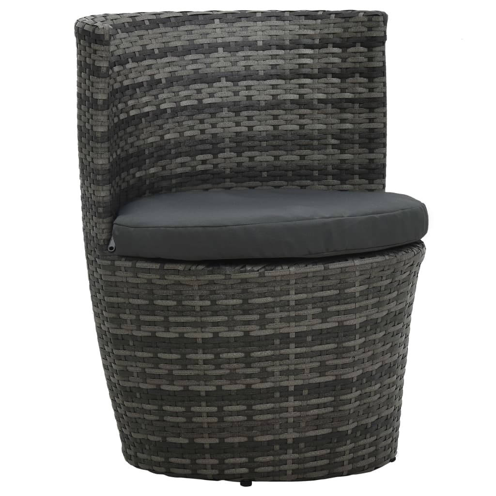 vidaXL 3-cz. zestaw mebli bistro z poduszkami, rattan PE, szary