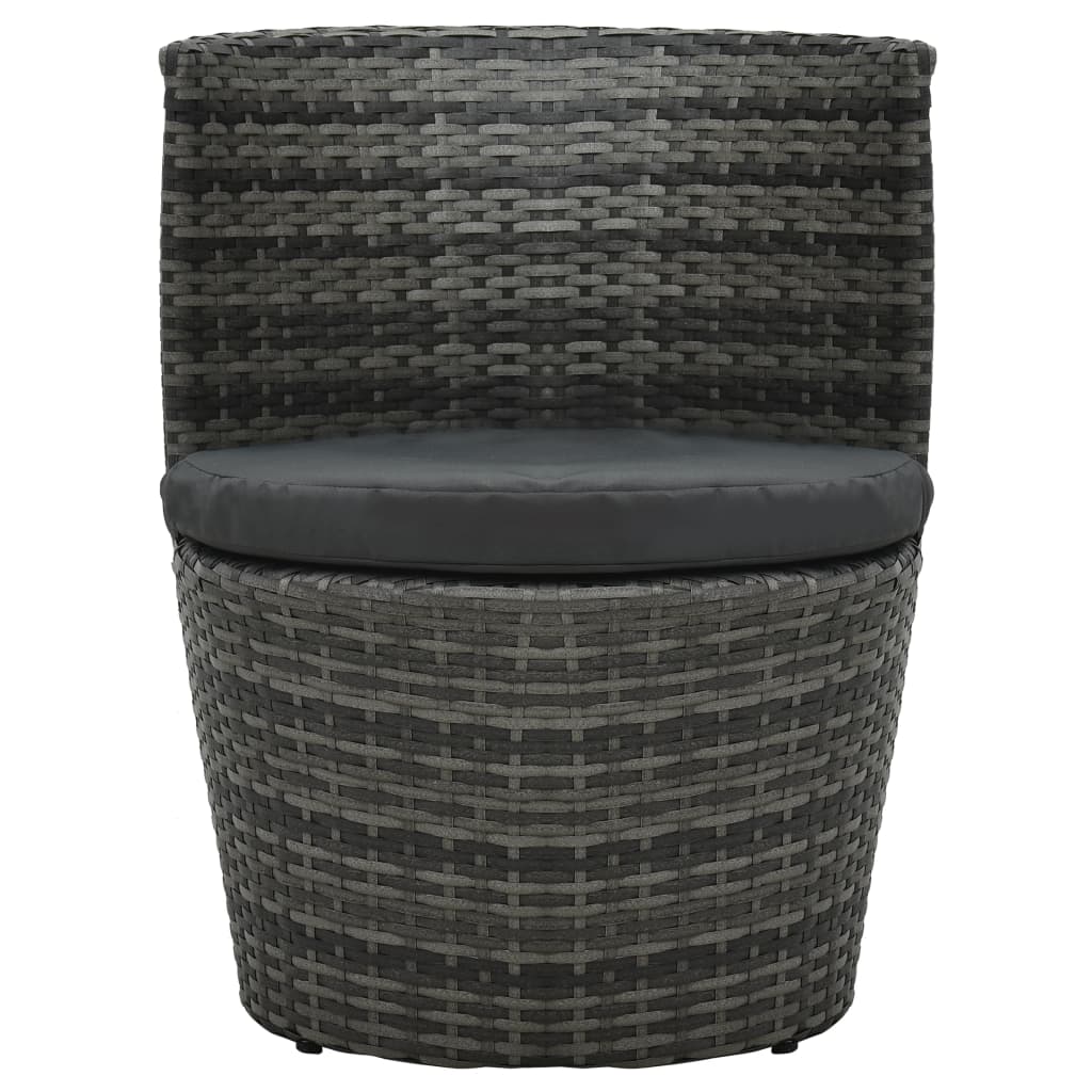 vidaXL 3-cz. zestaw mebli bistro z poduszkami, rattan PE, szary