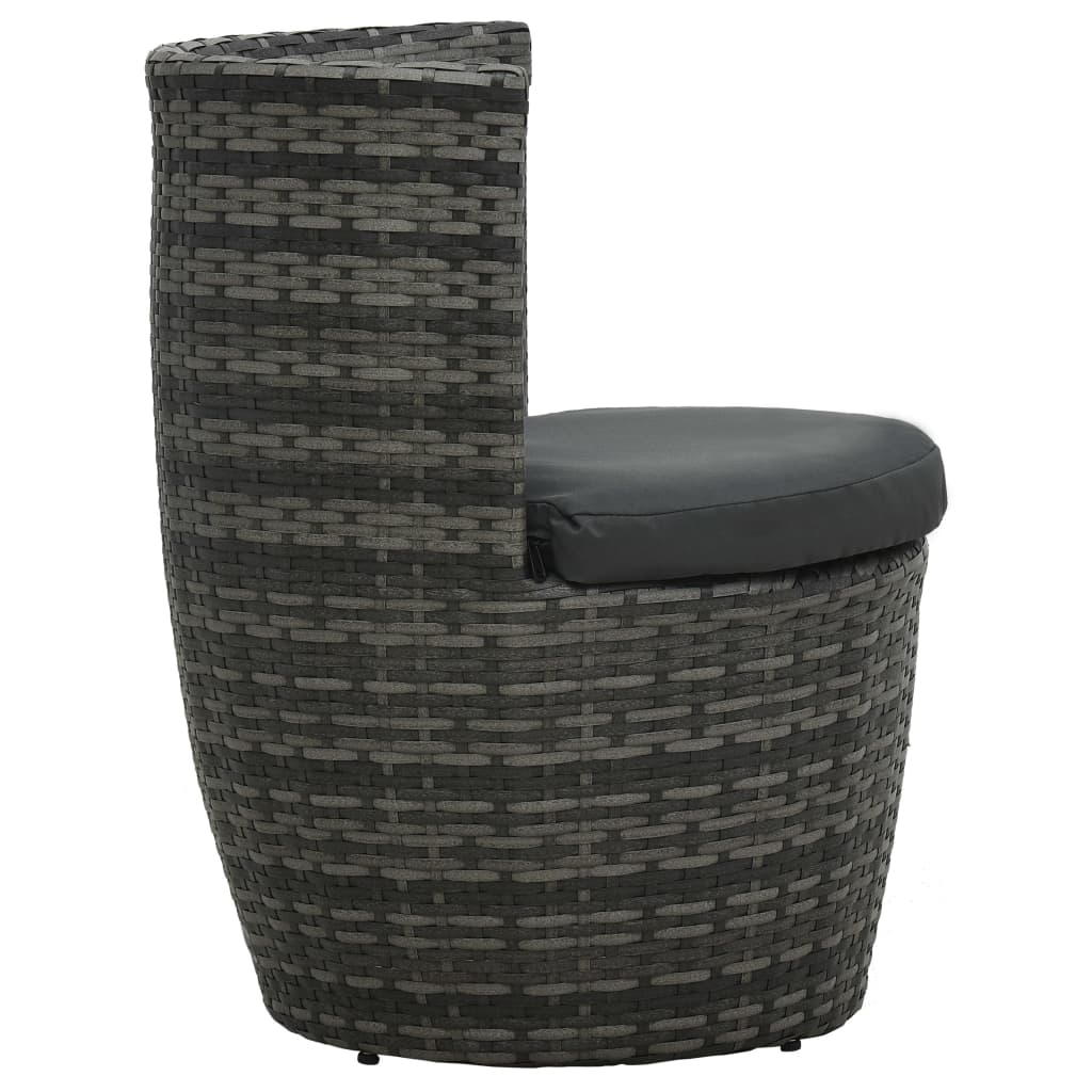 vidaXL 3-cz. zestaw mebli bistro z poduszkami, rattan PE, szary