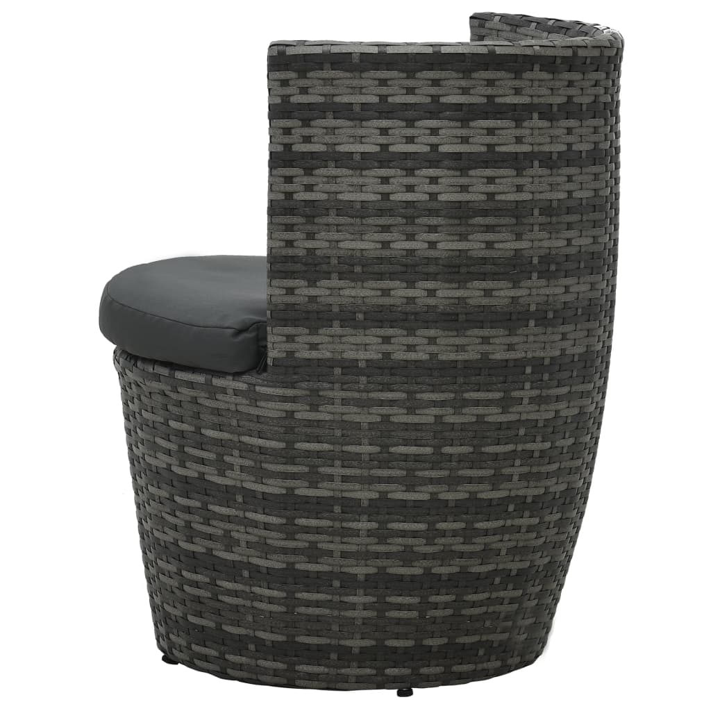 vidaXL 3-cz. zestaw mebli bistro z poduszkami, rattan PE, szary