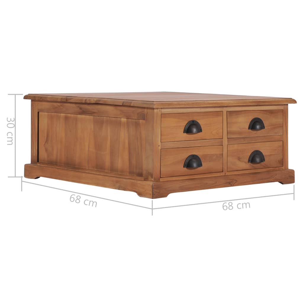 vidaXL Stolik kawowy, 68 x 68 x 30 cm, lite drewno tekowe