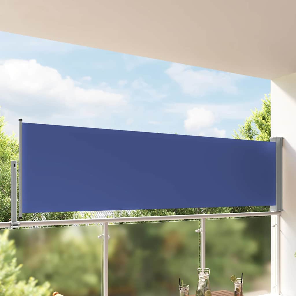 vidaXL Wysuwana markiza boczna na taras, 100 x 300 cm, niebieska