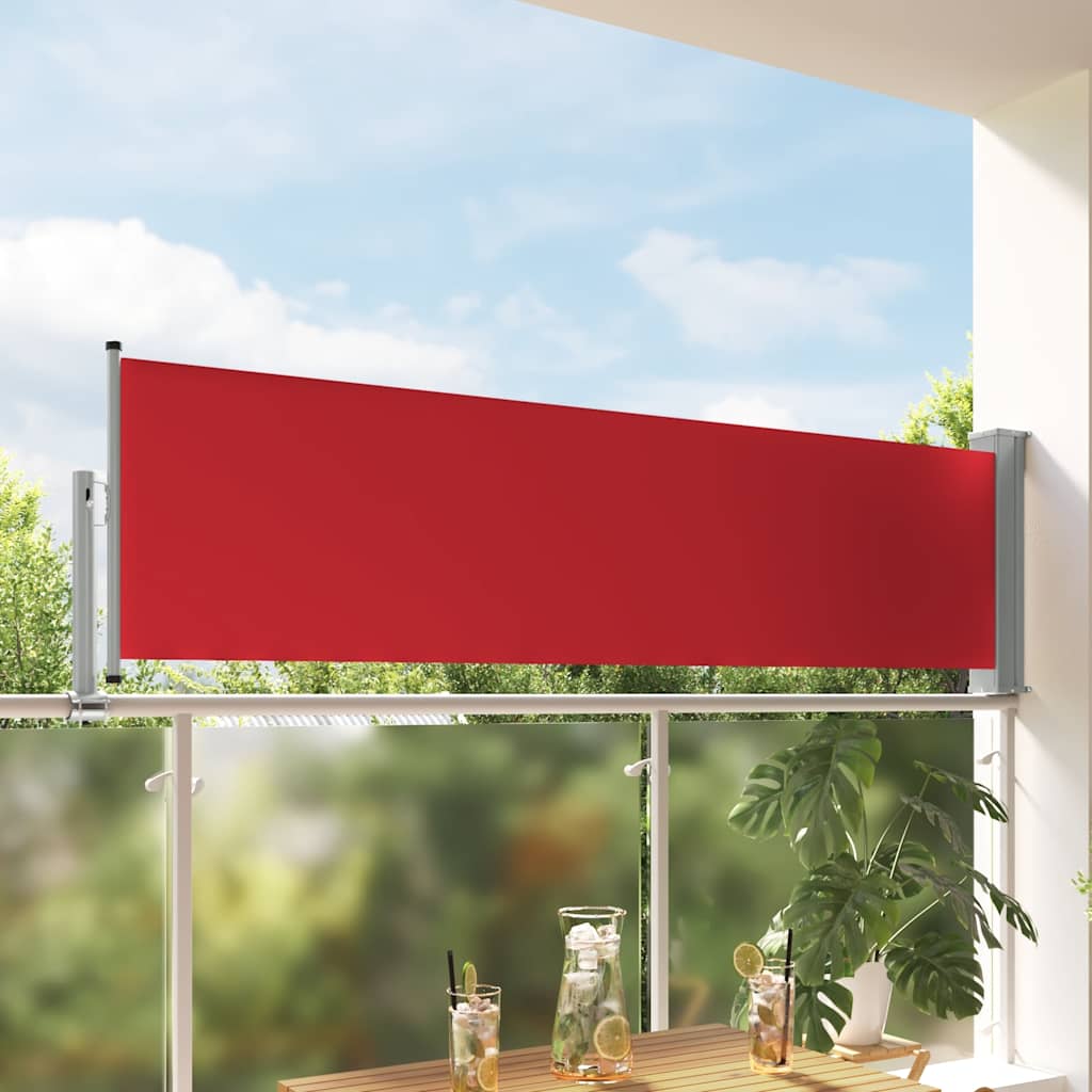vidaXL Wysuwana markiza boczna na taras, 80 x 300 cm, czerwona