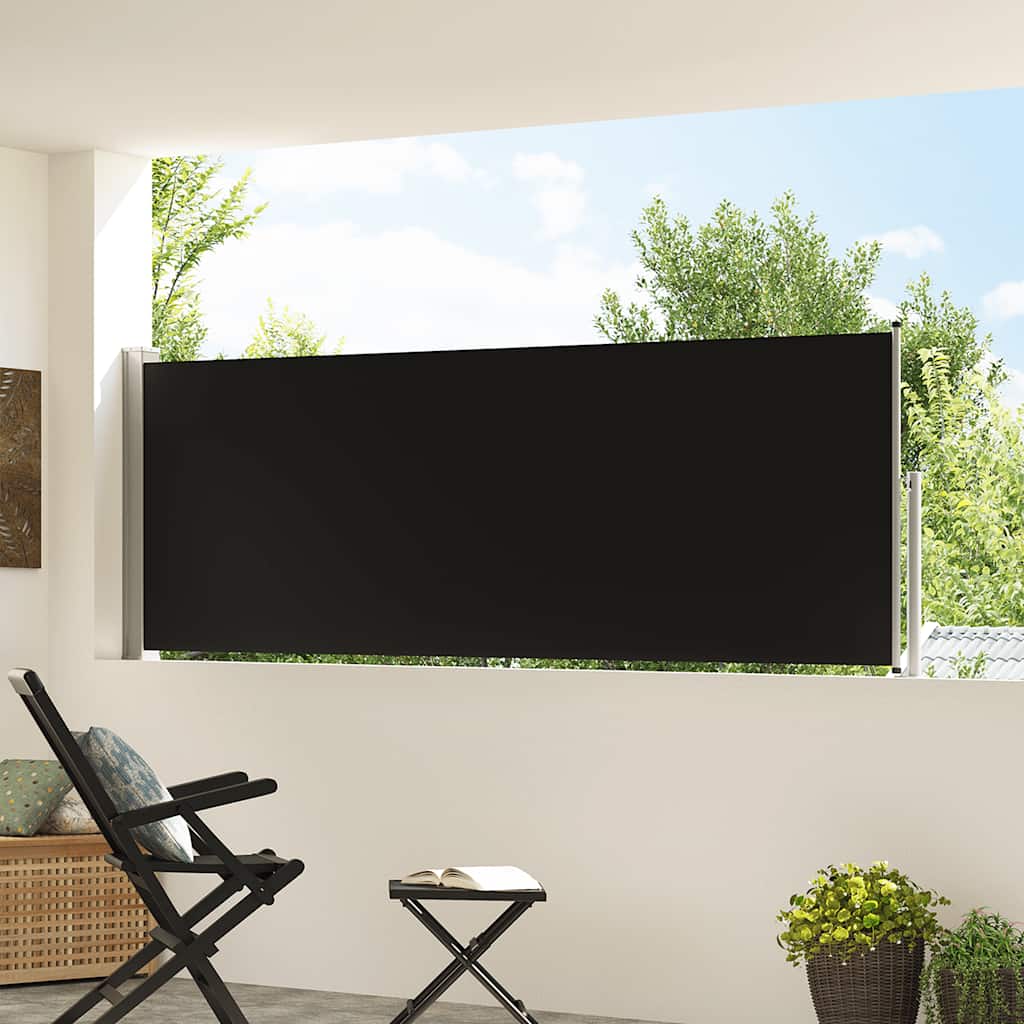 vidaXL Wysuwana markiza boczna na taras, 100 x 300 cm, czarna