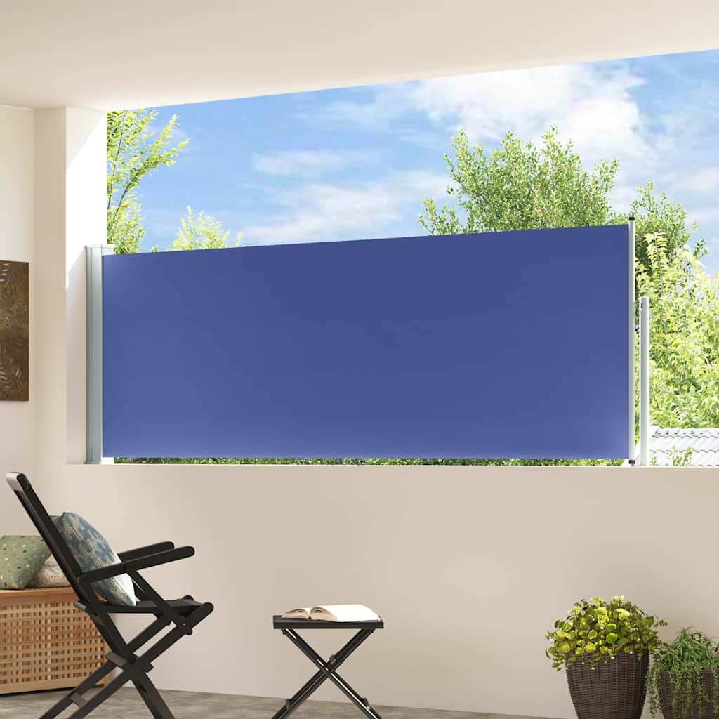 vidaXL Wysuwana markiza boczna na taras, 100 x 300 cm, niebieska