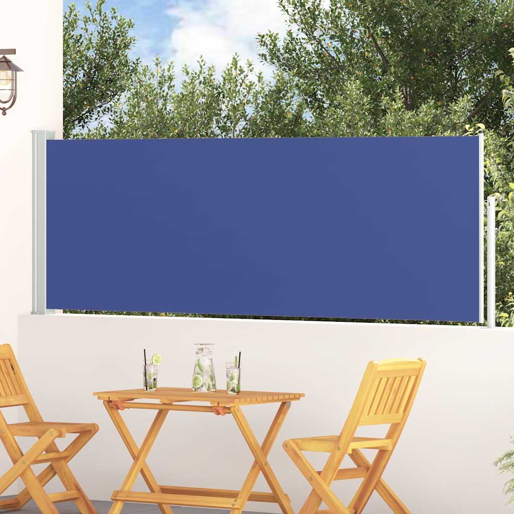 vidaXL Wysuwana markiza boczna na taras, 100 x 300 cm, niebieska