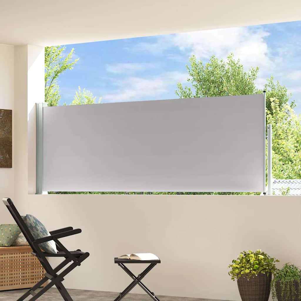 vidaXL Wysuwana markiza boczna na taras, 100 x 300 cm, szara