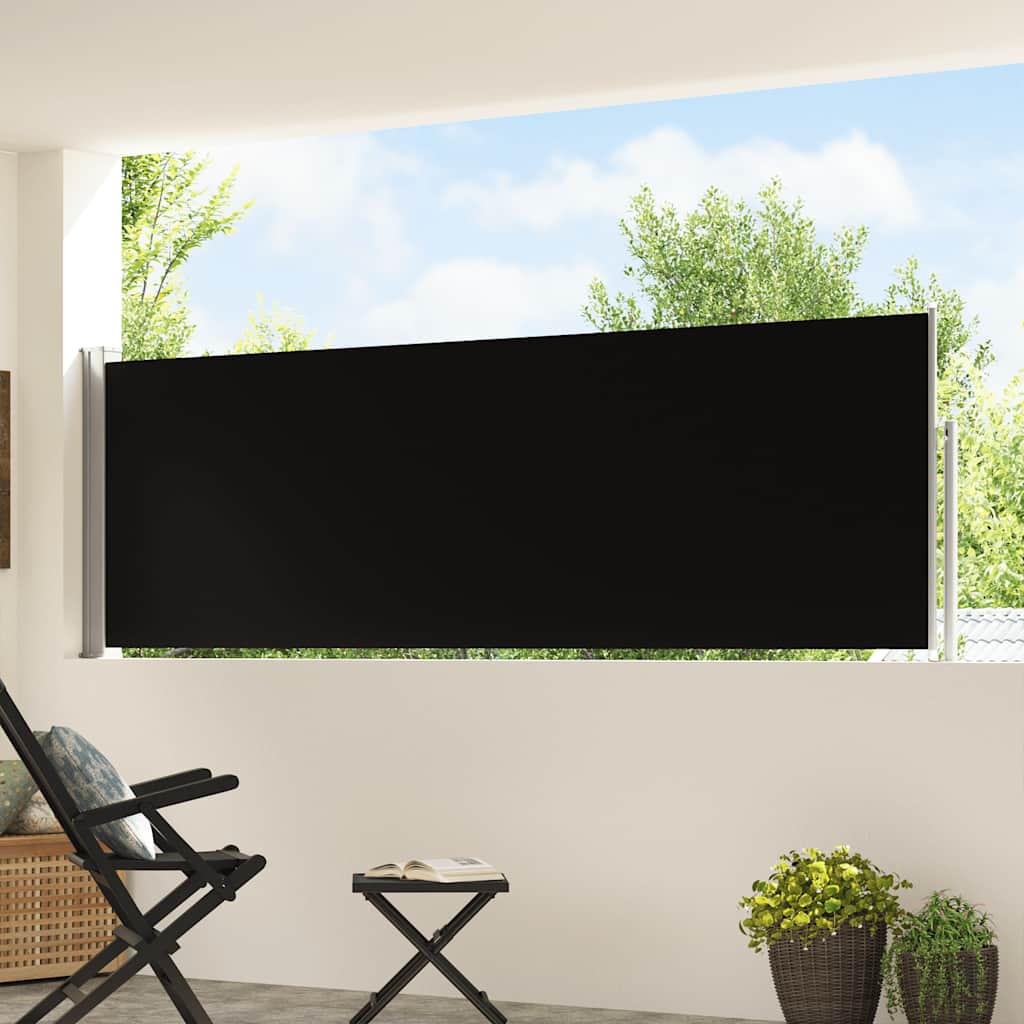 vidaXL Wysuwana markiza boczna na taras, 100 x 500 cm, czarna
