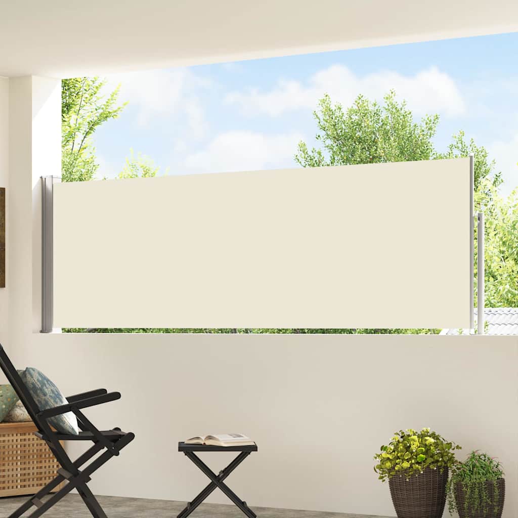 vidaXL Wysuwana markiza boczna na taras, 100 x 500 cm, kremowa