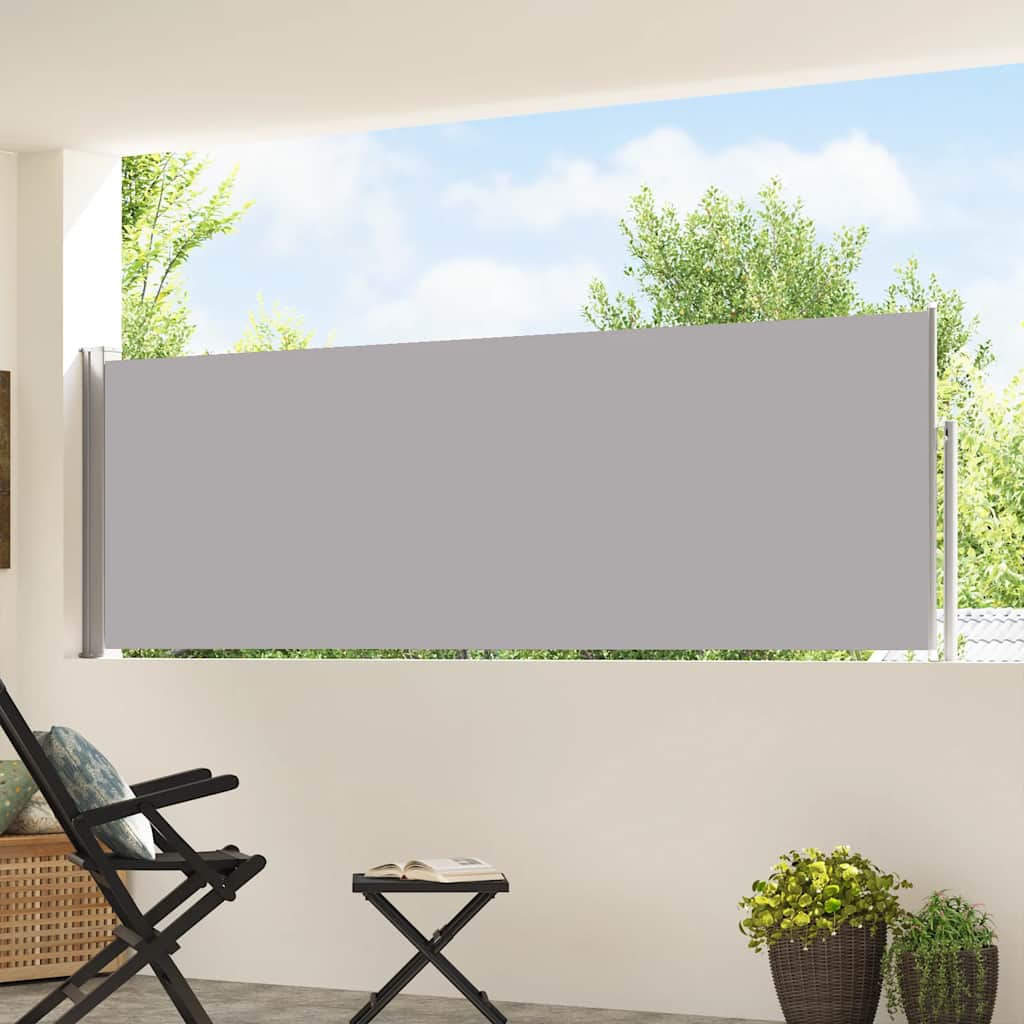 vidaXL Wysuwana markiza boczna na taras, 100 x 500 cm, szara