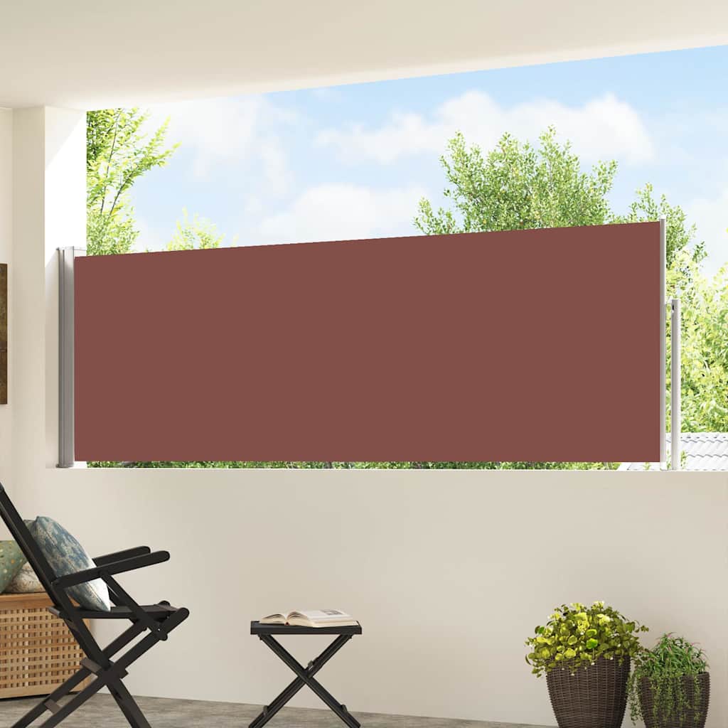 vidaXL Wysuwana markiza boczna na taras, 100 x 500 cm, brązowa