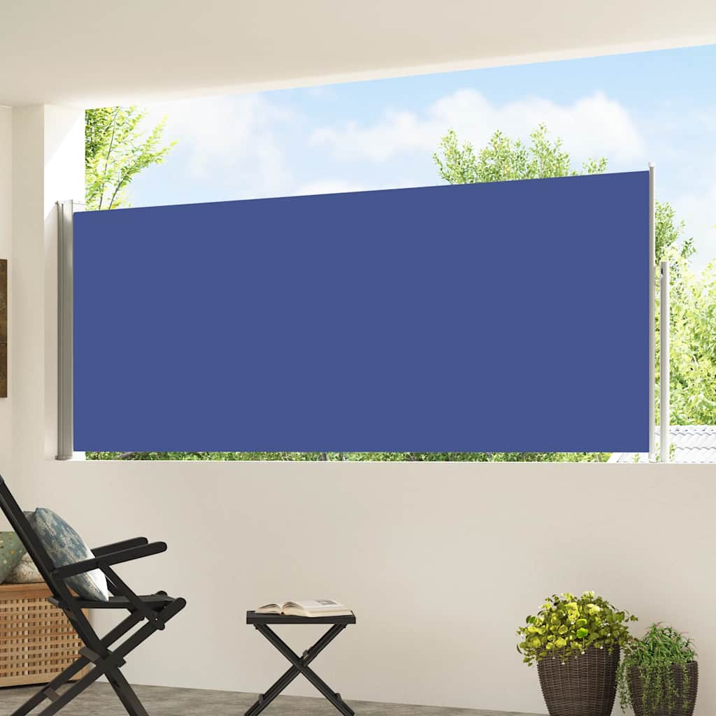 vidaXL Wysuwana markiza boczna na taras, 120 x 500 cm, niebieska