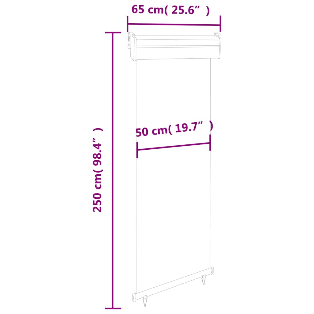 vidaXL Markiza boczna na balkon, 65 x 250 cm, czarna