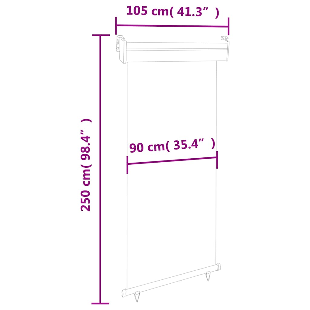 vidaXL Markiza boczna na balkon, 105x250 cm, kremowa