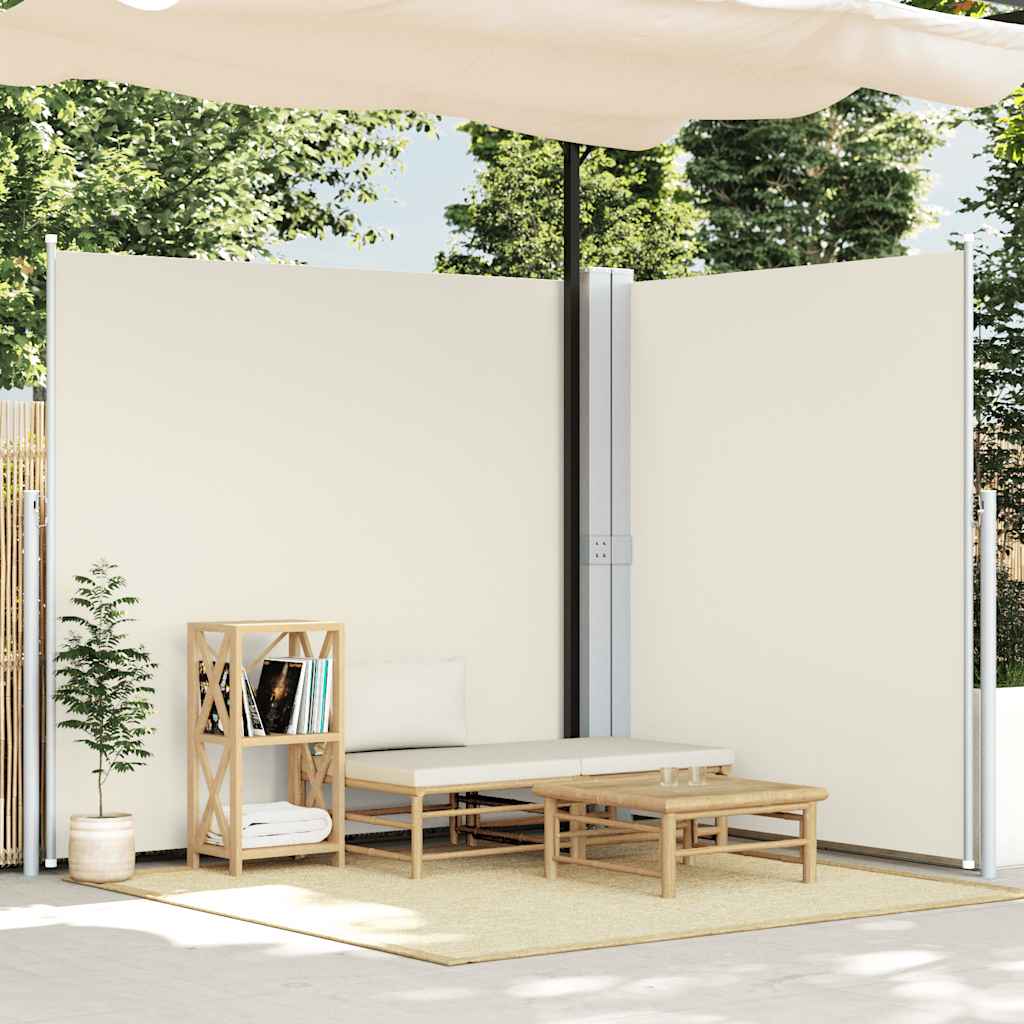 vidaXL Wysuwana markiza boczna na taras, dwustronna 170x600 cm kremowa