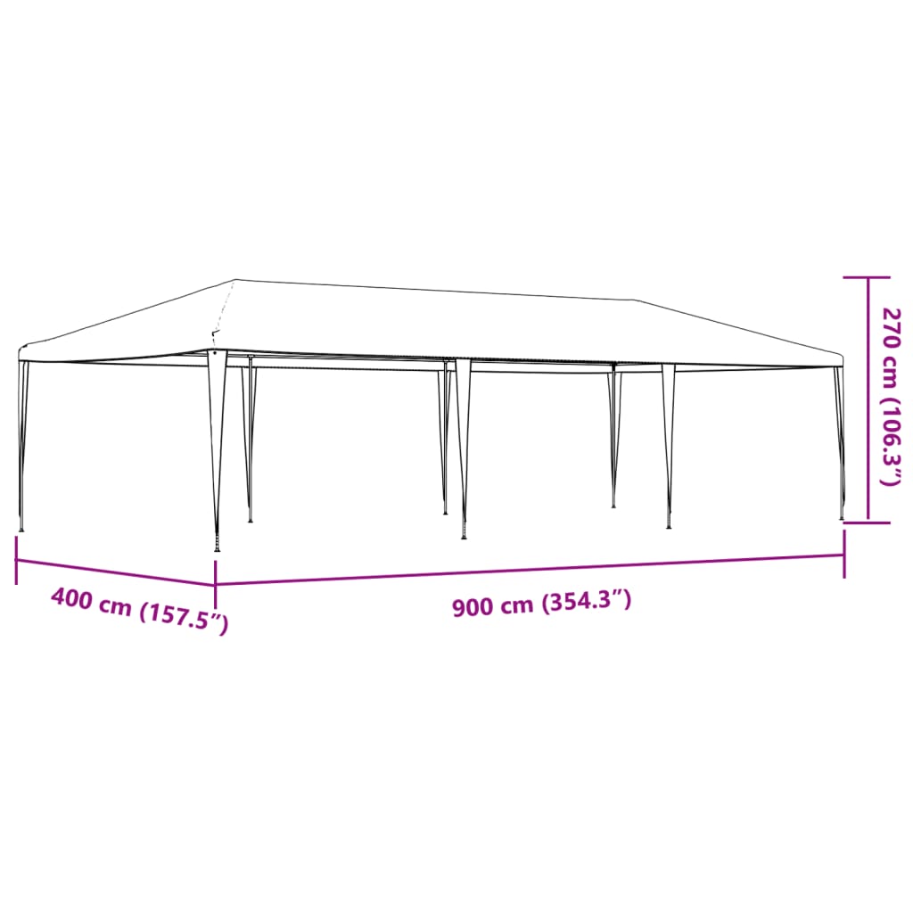 vidaXL Namiot imprezowy, 4x9 m, zielony, 90 g/m²