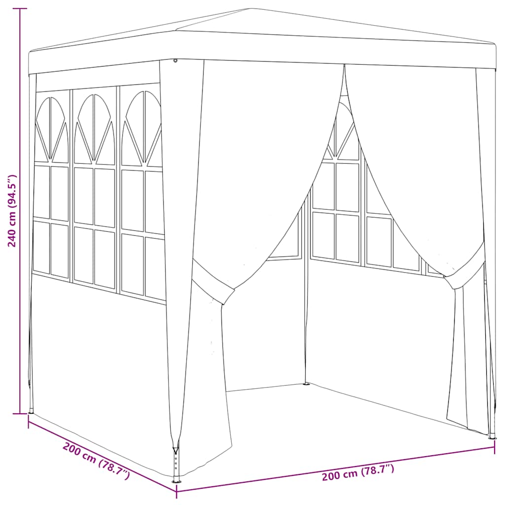 vidaXL Namiot imprezowy ze ściankami, 2x2 m, biały, 90 g/m²