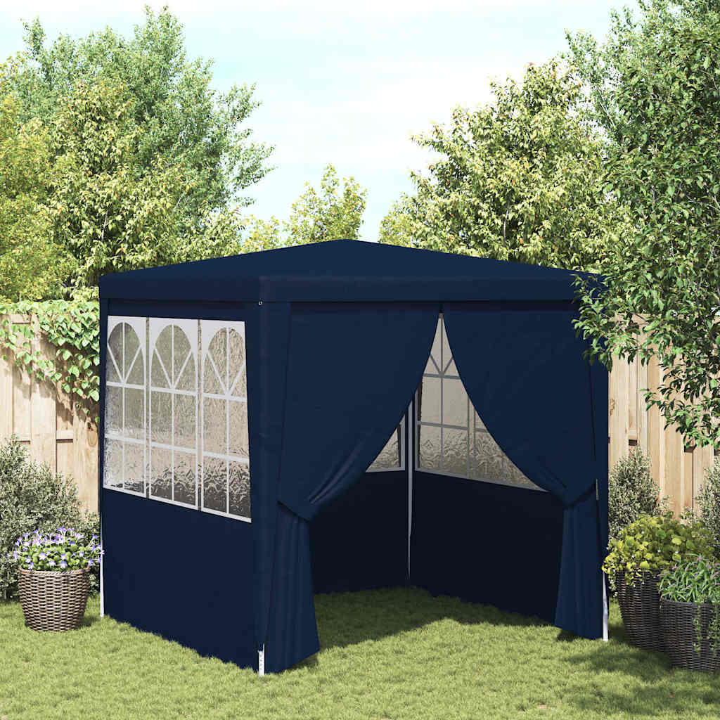 vidaXL Namiot imprezowy ze ściankami, 2,5x2,5 m, niebieski, 90 g/m²