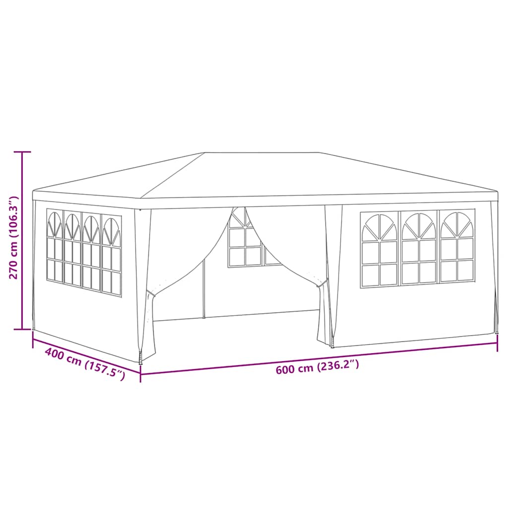 vidaXL Namiot imprezowy ze ściankami, 4x6 m, biały, 90 g/m²