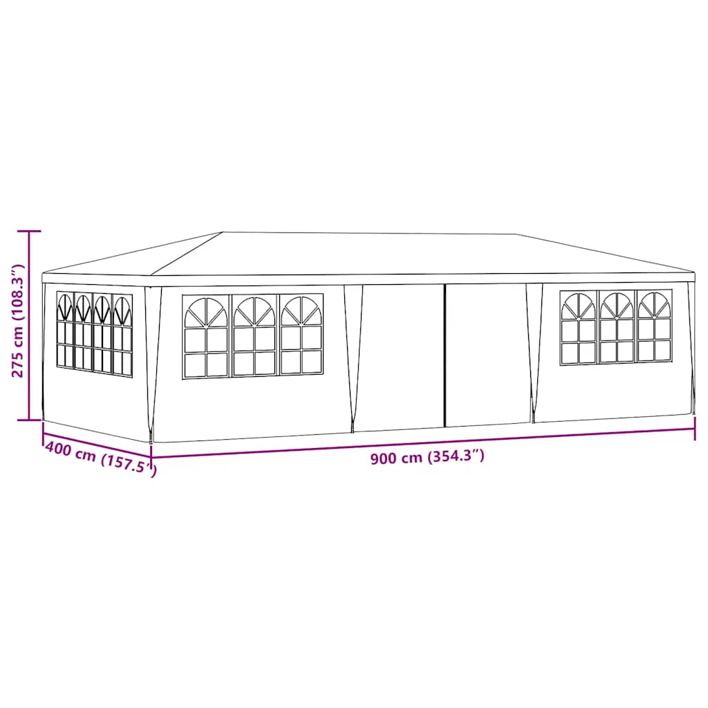 vidaXL Namiot imprezowy ze ściankami, 4x9 m, biały, 90 g/m²